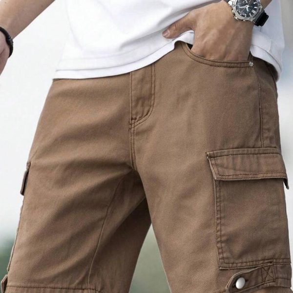 Men Denim Side Pocket Flap Bermuda Jean Shorts