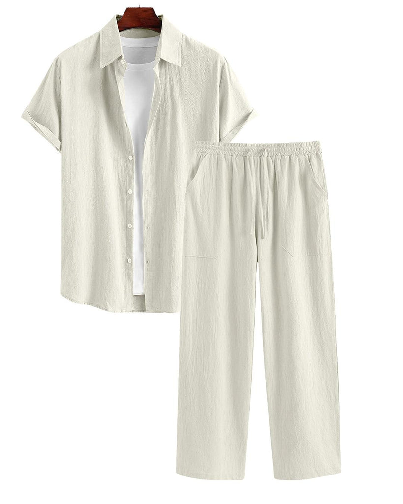 45_1_1024x1024.jpg Men Two Piece Outfits Summer Comfortable Casual Short Sleeves Shirt And Pant Without Tee - Image 1