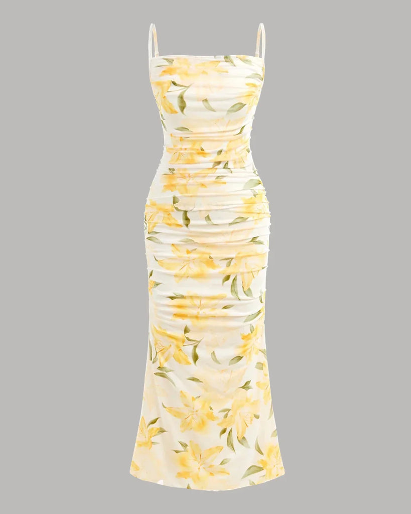 83ebbf3103e02dff1ca56f60b1e2ec0f_1024x1024.jpg Floral Ruched Cami Bodycon Midi Dress - Image 1