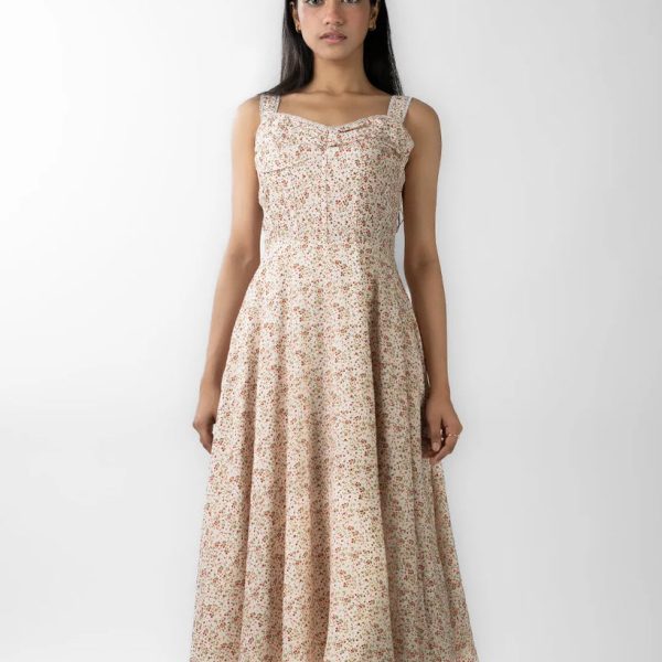 Sweetheart Neck Floral Printed Fit & Flare Maxi Dress