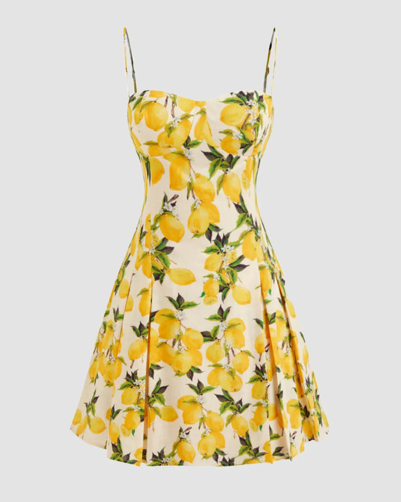 Sweetheart_Neck_Lemon_Print_A-Line_Dress_1_DR2934_1024x1024.jpg Sweetheart Neck Lemon Print A-Line Dress - Image 1
